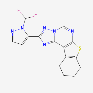 molecular formula C15H12F2N6S B10966389 2-[1-(difluoromethyl)-1H-pyrazol-5-yl]-8,9,10,11-tetrahydro[1]benzothieno[3,2-e][1,2,4]triazolo[1,5-c]pyrimidine 