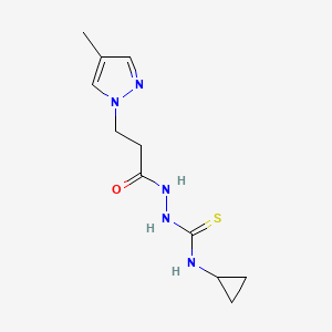 molecular formula C11H17N5OS B10966398 N-cyclopropyl-2-[3-(4-methyl-1H-pyrazol-1-yl)propanoyl]hydrazinecarbothioamide 