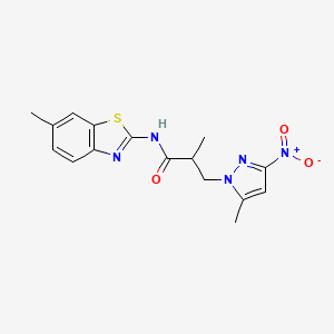 2-methyl-N-(6-methyl-1,3-benzothiazol-2-yl)-3-(5-methyl-3-nitro-1H-pyrazol-1-yl)propanamide