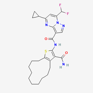 N-(3-carbamoyl-4,5,6,7,8,9,10,11,12,13-decahydrocyclododeca[b]thiophen-2-yl)-5-cyclopropyl-7-(difluoromethyl)pyrazolo[1,5-a]pyrimidine-3-carboxamide