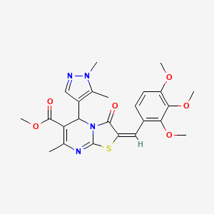 methyl (2E)-5-(1,5-dimethyl-1H-pyrazol-4-yl)-7-methyl-3-oxo-2-(2,3,4-trimethoxybenzylidene)-2,3-dihydro-5H-[1,3]thiazolo[3,2-a]pyrimidine-6-carboxylate