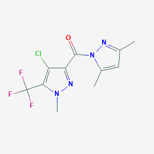 molecular formula C11H10ClF3N4O B10966502 [4-chloro-1-methyl-5-(trifluoromethyl)-1H-pyrazol-3-yl](3,5-dimethyl-1H-pyrazol-1-yl)methanone 