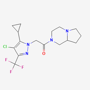 molecular formula C16H20ClF3N4O B10966541 2-[4-chloro-5-cyclopropyl-3-(trifluoromethyl)-1H-pyrazol-1-yl]-1-(hexahydropyrrolo[1,2-a]pyrazin-2(1H)-yl)ethanone 