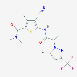 4-cyano-N,N,3-trimethyl-5-({2-[5-methyl-3-(trifluoromethyl)-1H-pyrazol-1-yl]propanoyl}amino)thiophene-2-carboxamide