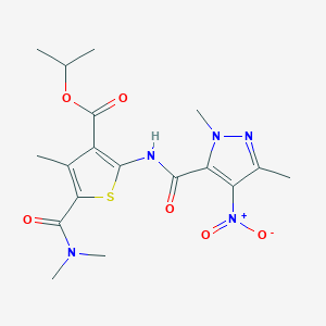 propan-2-yl 5-(dimethylcarbamoyl)-2-{[(1,3-dimethyl-4-nitro-1H-pyrazol-5-yl)carbonyl]amino}-4-methylthiophene-3-carboxylate