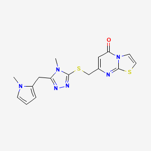 7-[({4-methyl-5-[(1-methyl-1H-pyrrol-2-yl)methyl]-4H-1,2,4-triazol-3-yl}sulfanyl)methyl]-5H-[1,3]thiazolo[3,2-a]pyrimidin-5-one