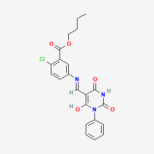 butyl 2-chloro-5-{[(Z)-(2,4,6-trioxo-1-phenyltetrahydropyrimidin-5(2H)-ylidene)methyl]amino}benzoate