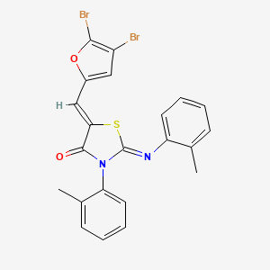 (2Z,5Z)-5-[(4,5-dibromofuran-2-yl)methylidene]-3-(2-methylphenyl)-2-[(2-methylphenyl)imino]-1,3-thiazolidin-4-one