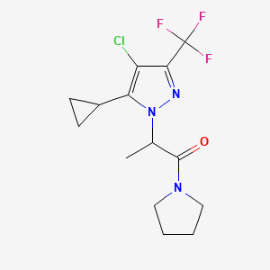 molecular formula C14H17ClF3N3O B10966671 2-[4-chloro-5-cyclopropyl-3-(trifluoromethyl)-1H-pyrazol-1-yl]-1-(pyrrolidin-1-yl)propan-1-one 