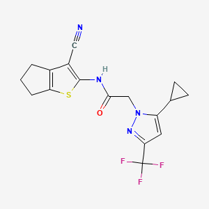 N-(3-cyano-5,6-dihydro-4H-cyclopenta[b]thiophen-2-yl)-2-[5-cyclopropyl-3-(trifluoromethyl)-1H-pyrazol-1-yl]acetamide