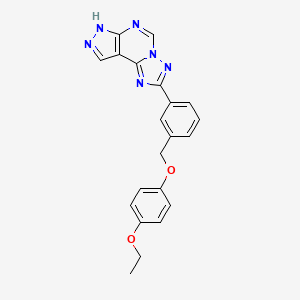 molecular formula C21H18N6O2 B10966732 2-{3-[(4-ethoxyphenoxy)methyl]phenyl}-7H-pyrazolo[4,3-e][1,2,4]triazolo[1,5-c]pyrimidine 