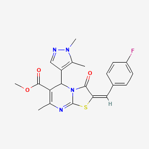 methyl (2E)-5-(1,5-dimethyl-1H-pyrazol-4-yl)-2-(4-fluorobenzylidene)-7-methyl-3-oxo-2,3-dihydro-5H-[1,3]thiazolo[3,2-a]pyrimidine-6-carboxylate