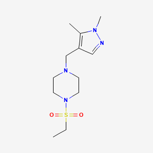 molecular formula C12H22N4O2S B10966874 1-[(1,5-dimethyl-1H-pyrazol-4-yl)methyl]-4-(ethylsulfonyl)piperazine 