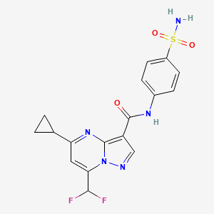 molecular formula C17H15F2N5O3S B10966901 5-cyclopropyl-7-(difluoromethyl)-N-(4-sulfamoylphenyl)pyrazolo[1,5-a]pyrimidine-3-carboxamide 