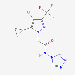 molecular formula C11H10ClF3N6O B10966910 2-[4-chloro-5-cyclopropyl-3-(trifluoromethyl)-1H-pyrazol-1-yl]-N-(4H-1,2,4-triazol-4-yl)acetamide 