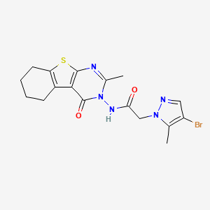 molecular formula C17H18BrN5O2S B10966922 2-(4-Bromo-5-methyl-1H-pyrazol-1-YL)-N-[2-methyl-4-oxo-5,6,7,8-tetrahydro[1]benzothieno[2,3-D]pyrimidin-3(4H)-YL]acetamide 