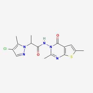 2-(4-Chloro-5-methyl-1H-pyrazol-1-YL)-N-[2,6-dimethyl-4-oxothieno[2,3-D]pyrimidin-3(4H)-YL]propanamide