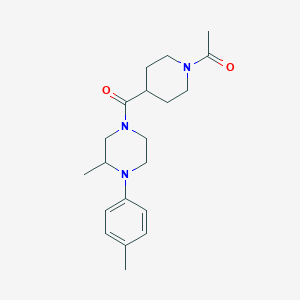 molecular formula C20H29N3O2 B10966962 1-(4-{[3-Methyl-4-(4-methylphenyl)piperazin-1-yl]carbonyl}piperidin-1-yl)ethanone 