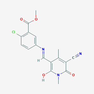 molecular formula C17H14ClN3O4 B10966984 methyl 2-chloro-5-{[(Z)-(5-cyano-1,4-dimethyl-2,6-dioxo-1,6-dihydropyridin-3(2H)-ylidene)methyl]amino}benzoate 