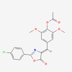 molecular formula C20H16ClNO6 B10967029 4-{(Z)-[2-(4-chlorophenyl)-5-oxo-1,3-oxazol-4(5H)-ylidene]methyl}-2,6-dimethoxyphenyl acetate 