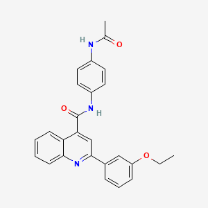 molecular formula C26H23N3O3 B10967051 N-[4-(acetylamino)phenyl]-2-(3-ethoxyphenyl)quinoline-4-carboxamide 