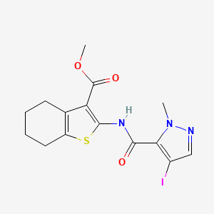 molecular formula C15H16IN3O3S B10967146 methyl 2-{[(4-iodo-1-methyl-1H-pyrazol-5-yl)carbonyl]amino}-4,5,6,7-tetrahydro-1-benzothiophene-3-carboxylate 