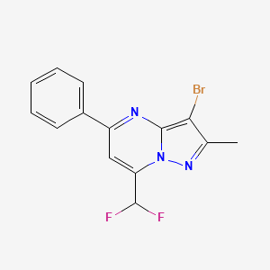 molecular formula C14H10BrF2N3 B10967163 3-Bromo-7-(difluoromethyl)-2-methyl-5-phenylpyrazolo[1,5-a]pyrimidine 