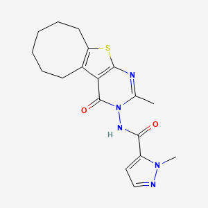 1-Methyl-N-[2-methyl-4-oxo-5,6,7,8,9,10-hexahydrocycloocta[4,5]thieno[2,3-D]pyrimidin-3(4H)-YL]-1H-pyrazole-5-carboxamide