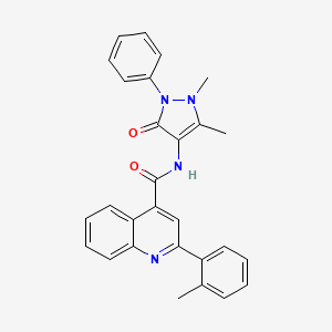 molecular formula C28H24N4O2 B10967216 N-(1,5-dimethyl-3-oxo-2-phenyl-2,3-dihydro-1H-pyrazol-4-yl)-2-(2-methylphenyl)quinoline-4-carboxamide 