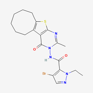 4-Bromo-1-ethyl-N-[2-methyl-4-oxo-5,6,7,8,9,10-hexahydrocycloocta[4,5]thieno[2,3-D]pyrimidin-3(4H)-YL]-1H-pyrazole-5-carboxamide