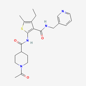 molecular formula C22H28N4O3S B10967408 1-acetyl-N-{4-ethyl-5-methyl-3-[(pyridin-3-ylmethyl)carbamoyl]thiophen-2-yl}piperidine-4-carboxamide 