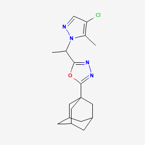 2-(1-Adamantyl)-5-[1-(4-chloro-5-methyl-1H-pyrazol-1-YL)ethyl]-1,3,4-oxadiazole