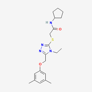 molecular formula C20H28N4O2S B10967471 N-cyclopentyl-2-({5-[(3,5-dimethylphenoxy)methyl]-4-ethyl-4H-1,2,4-triazol-3-yl}sulfanyl)acetamide 