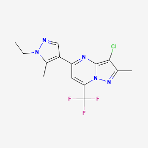 molecular formula C14H13ClF3N5 B10967515 3-chloro-5-(1-ethyl-5-methyl-1H-pyrazol-4-yl)-2-methyl-7-(trifluoromethyl)pyrazolo[1,5-a]pyrimidine 