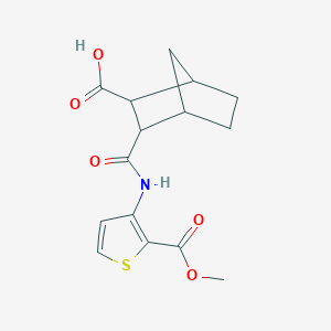 molecular formula C15H17NO5S B10967699 3-{[2-(Methoxycarbonyl)thiophen-3-yl]carbamoyl}bicyclo[2.2.1]heptane-2-carboxylic acid 