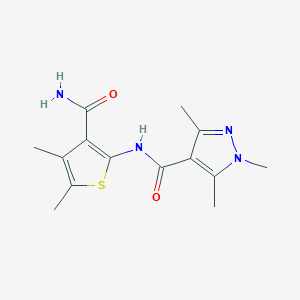 N-(3-carbamoyl-4,5-dimethylthiophen-2-yl)-1,3,5-trimethyl-1H-pyrazole-4-carboxamide