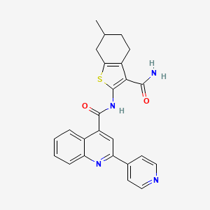 N-(3-carbamoyl-6-methyl-4,5,6,7-tetrahydro-1-benzothiophen-2-yl)-2-(pyridin-4-yl)quinoline-4-carboxamide