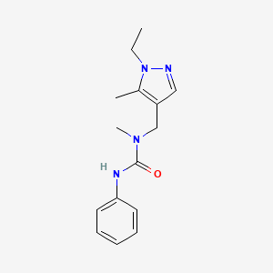 molecular formula C15H20N4O B10967916 1-[(1-ethyl-5-methyl-1H-pyrazol-4-yl)methyl]-1-methyl-3-phenylurea 