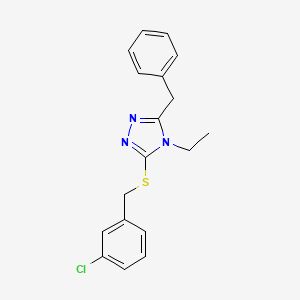 molecular formula C18H18ClN3S B10967943 3-benzyl-5-[(3-chlorobenzyl)sulfanyl]-4-ethyl-4H-1,2,4-triazole 