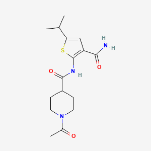 molecular formula C16H23N3O3S B10967974 1-acetyl-N-[3-carbamoyl-5-(propan-2-yl)thiophen-2-yl]piperidine-4-carboxamide 