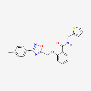 molecular formula C22H19N3O3S B10967978 2-{[3-(4-methylphenyl)-1,2,4-oxadiazol-5-yl]methoxy}-N-(thiophen-2-ylmethyl)benzamide 