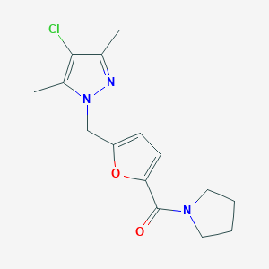 {5-[(4-chloro-3,5-dimethyl-1H-pyrazol-1-yl)methyl]furan-2-yl}(pyrrolidin-1-yl)methanone