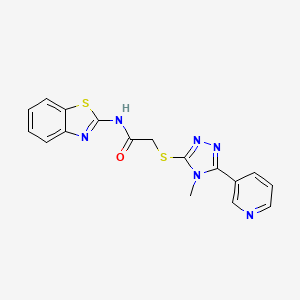 molecular formula C17H14N6OS2 B10968017 N-(1,3-benzothiazol-2-yl)-2-{[4-methyl-5-(pyridin-3-yl)-4H-1,2,4-triazol-3-yl]sulfanyl}acetamide 