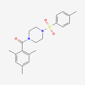 molecular formula C21H26N2O3S B10968108 {4-[(4-Methylphenyl)sulfonyl]piperazin-1-yl}(2,4,6-trimethylphenyl)methanone 