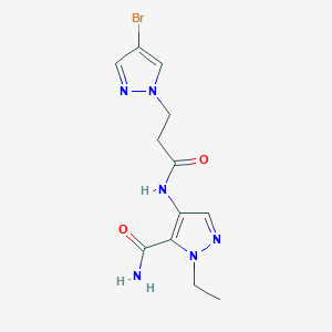 molecular formula C12H15BrN6O2 B10968110 4-{[3-(4-bromo-1H-pyrazol-1-yl)propanoyl]amino}-1-ethyl-1H-pyrazole-5-carboxamide 