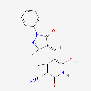 (5Z)-5-[(5-hydroxy-3-methyl-1-phenyl-1H-pyrazol-4-yl)methylidene]-4-methyl-2,6-dioxo-1,2,5,6-tetrahydropyridine-3-carbonitrile