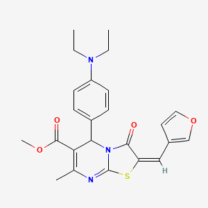 molecular formula C24H25N3O4S B10968252 methyl (2E)-5-[4-(diethylamino)phenyl]-2-(furan-3-ylmethylidene)-7-methyl-3-oxo-2,3-dihydro-5H-[1,3]thiazolo[3,2-a]pyrimidine-6-carboxylate 