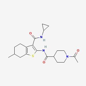 1-acetyl-N-[3-(cyclopropylcarbamoyl)-6-methyl-4,5,6,7-tetrahydro-1-benzothiophen-2-yl]piperidine-4-carboxamide