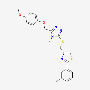 molecular formula C22H22N4O2S2 B10968322 3-[(4-methoxyphenoxy)methyl]-4-methyl-5-({[2-(3-methylphenyl)-1,3-thiazol-4-yl]methyl}sulfanyl)-4H-1,2,4-triazole 