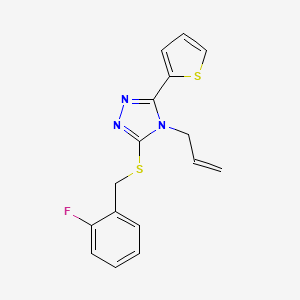 molecular formula C16H14FN3S2 B10968372 3-[(2-fluorobenzyl)sulfanyl]-4-(prop-2-en-1-yl)-5-(thiophen-2-yl)-4H-1,2,4-triazole 